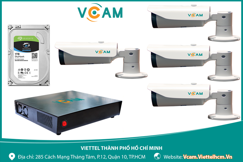 TRỌN BỘ 4 VCAM 2MP NGOÀI TRỜI (BULLET)