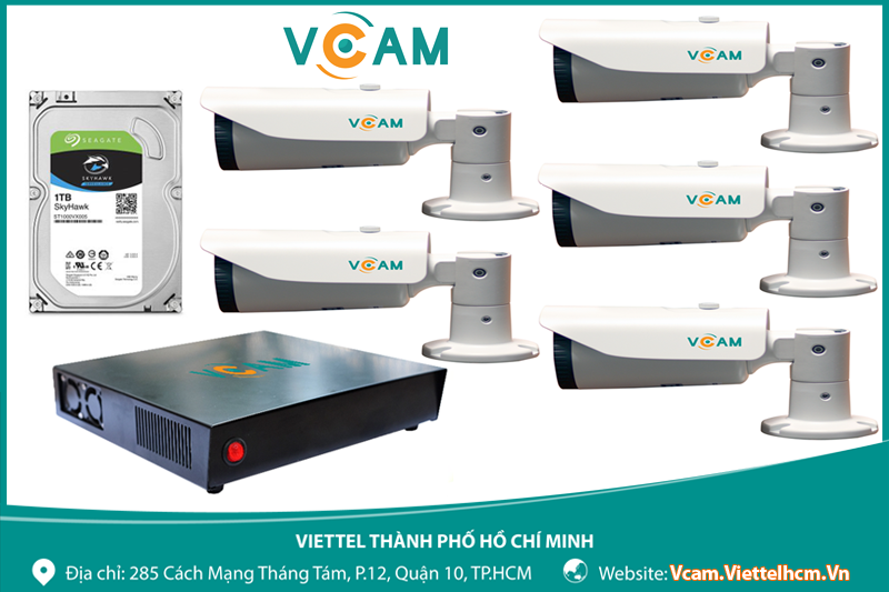 TRỌN BỘ 5 VCAM 2MP NGOÀI TRỜI (BULLET)
