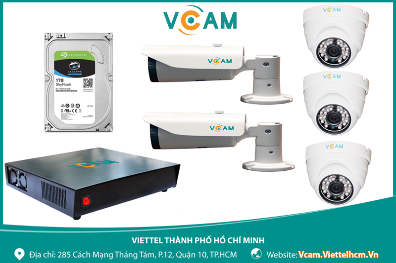 TRỌN BỘ 5 VCAM (2 BULLET 2MP + 3 DOME 1MP)