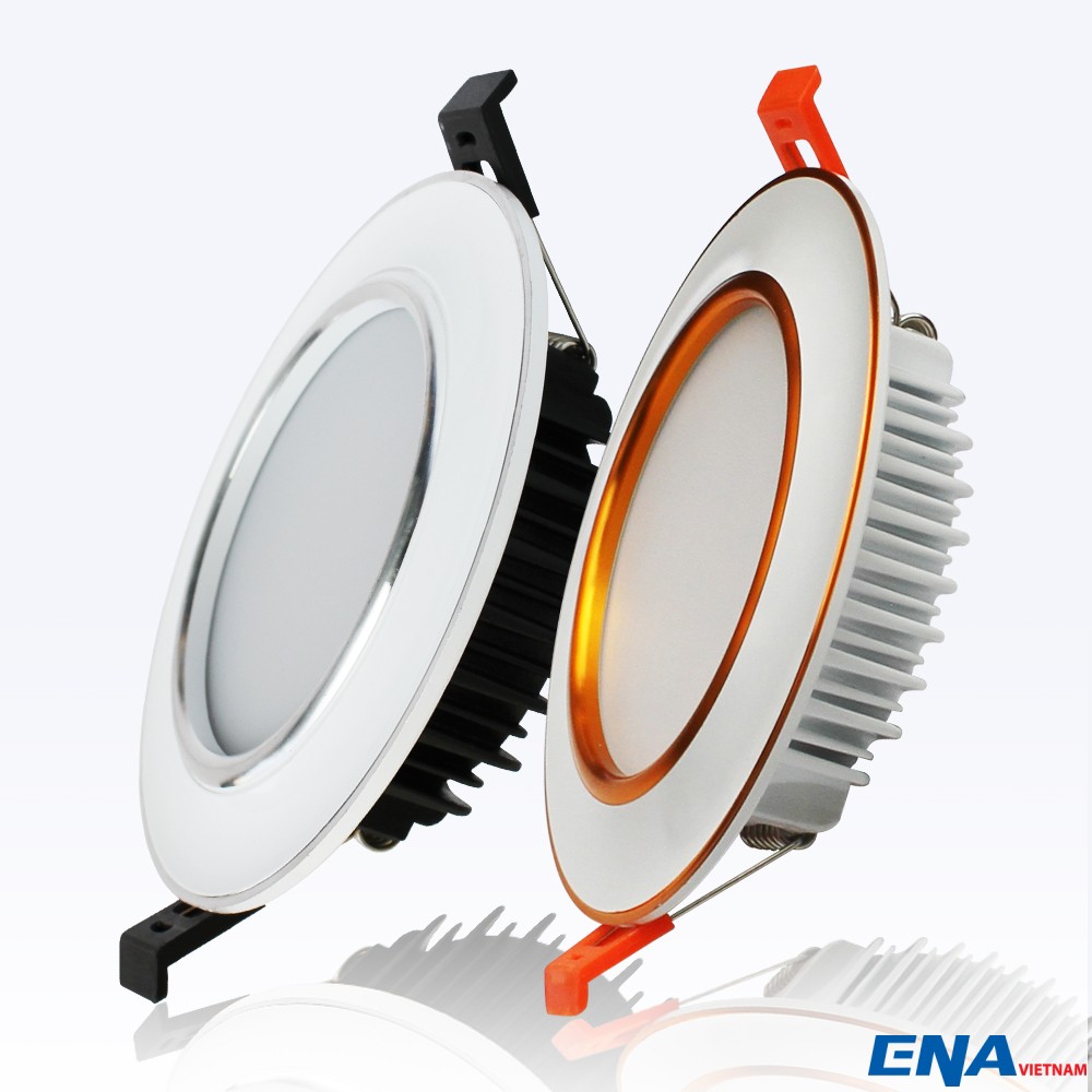 Đèn Led downlight ENA- DTM 7W 3000K vỏ trắng viền vàng (Á S Vàng)