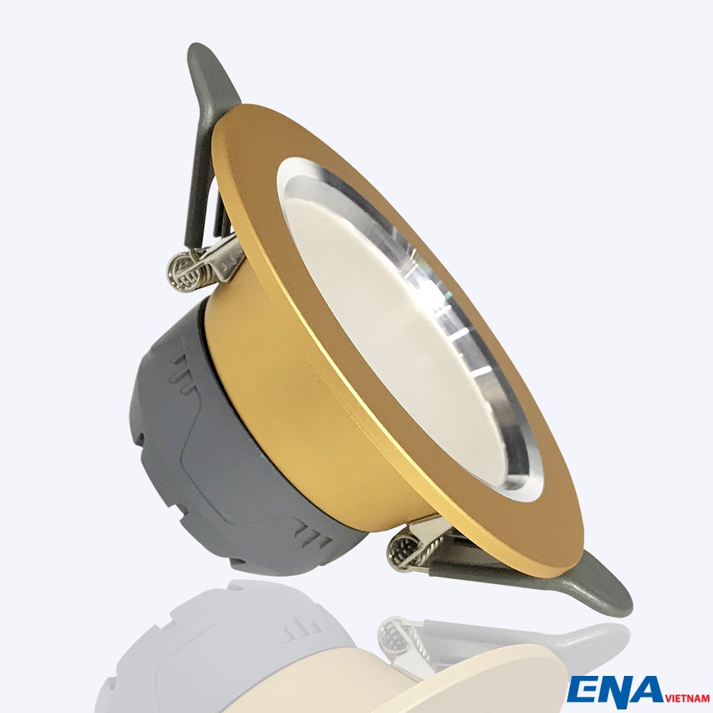 Đèn LED âm trần Downlight 7W 3 chế độ mẫu DTG vỏ Vàng viền bạc