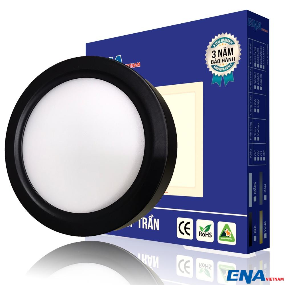 Đèn LED ốp trần tròn 12W 3 chế độ vỏ đen mẫu OTX